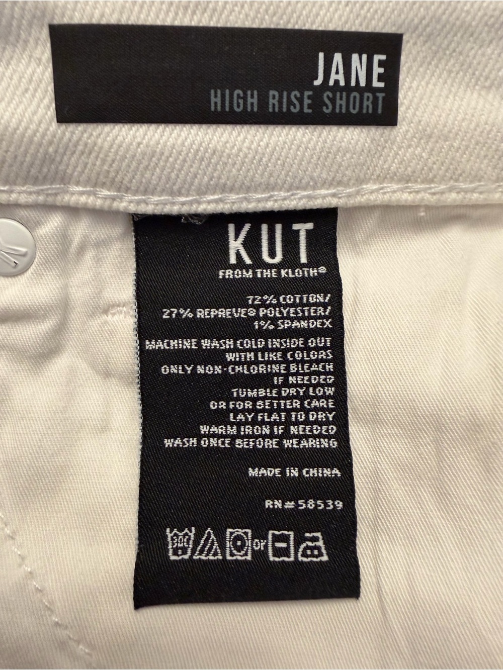 Kut from the Kloth Cream High-Rise Button-Front Distressed Jean Shorts - Picture 4 of 5